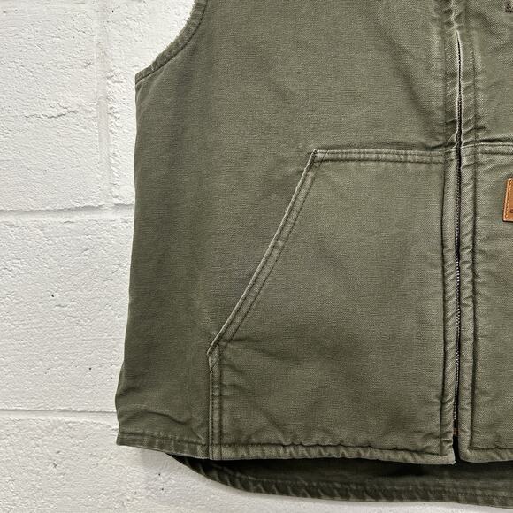 Y2K Carhartt Sherpa-Lined Vest “Army Green” V33 ARG - Picture 4 of 12
